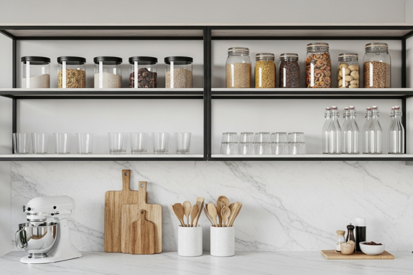 Modelos Modulares e Multifuncionais para Prateleiras de Cozinha