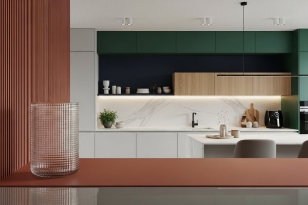Cores e Texturas Contrastantes na Cozinha