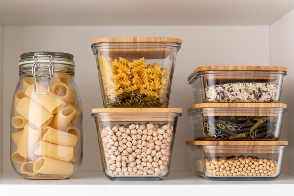 Potes herméticos de vidro para alimentos secos