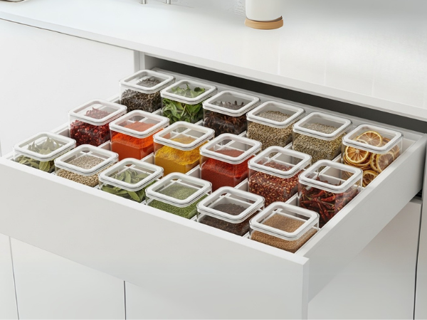 organização de temperos: Gavetas