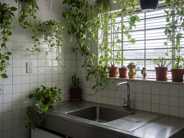 decoração biofílica na cozinha
