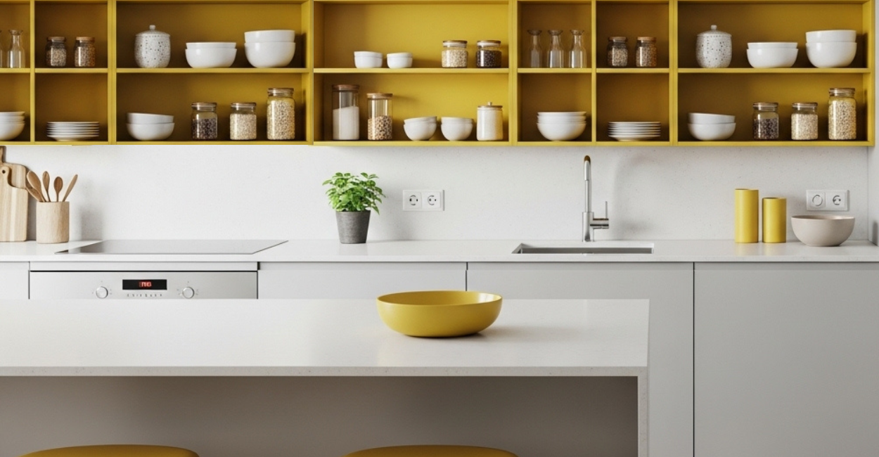 Minimalismo colorido na cozinha: estilo com personalidade