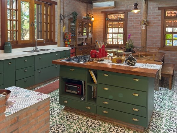 A casa da cozinha verde