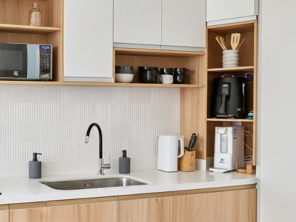 bancada de cozinha organizada