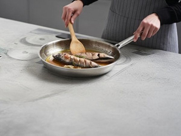 bancada que cozinha cooktop invisível